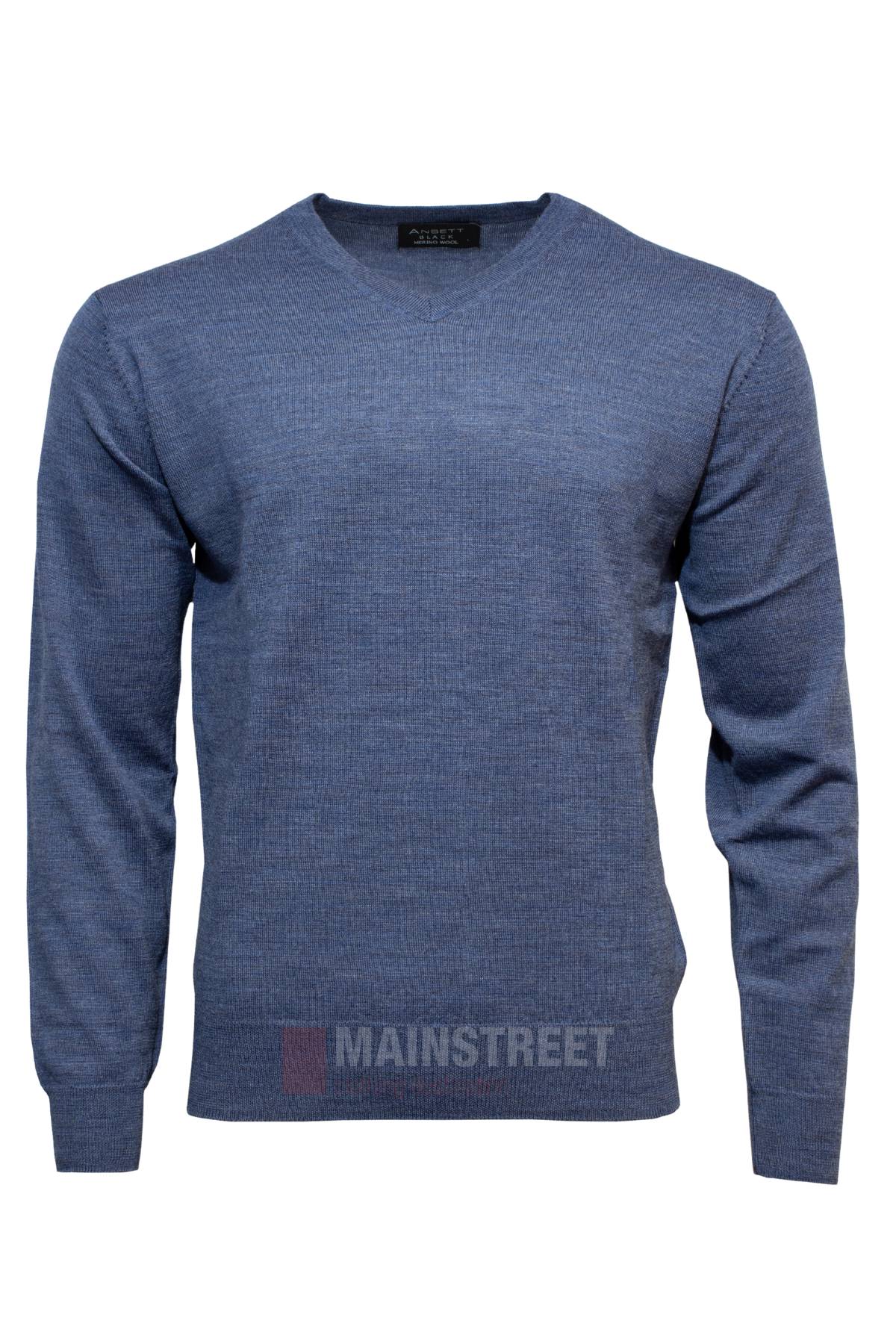 Ansett Black Merino Wool Vee Neck