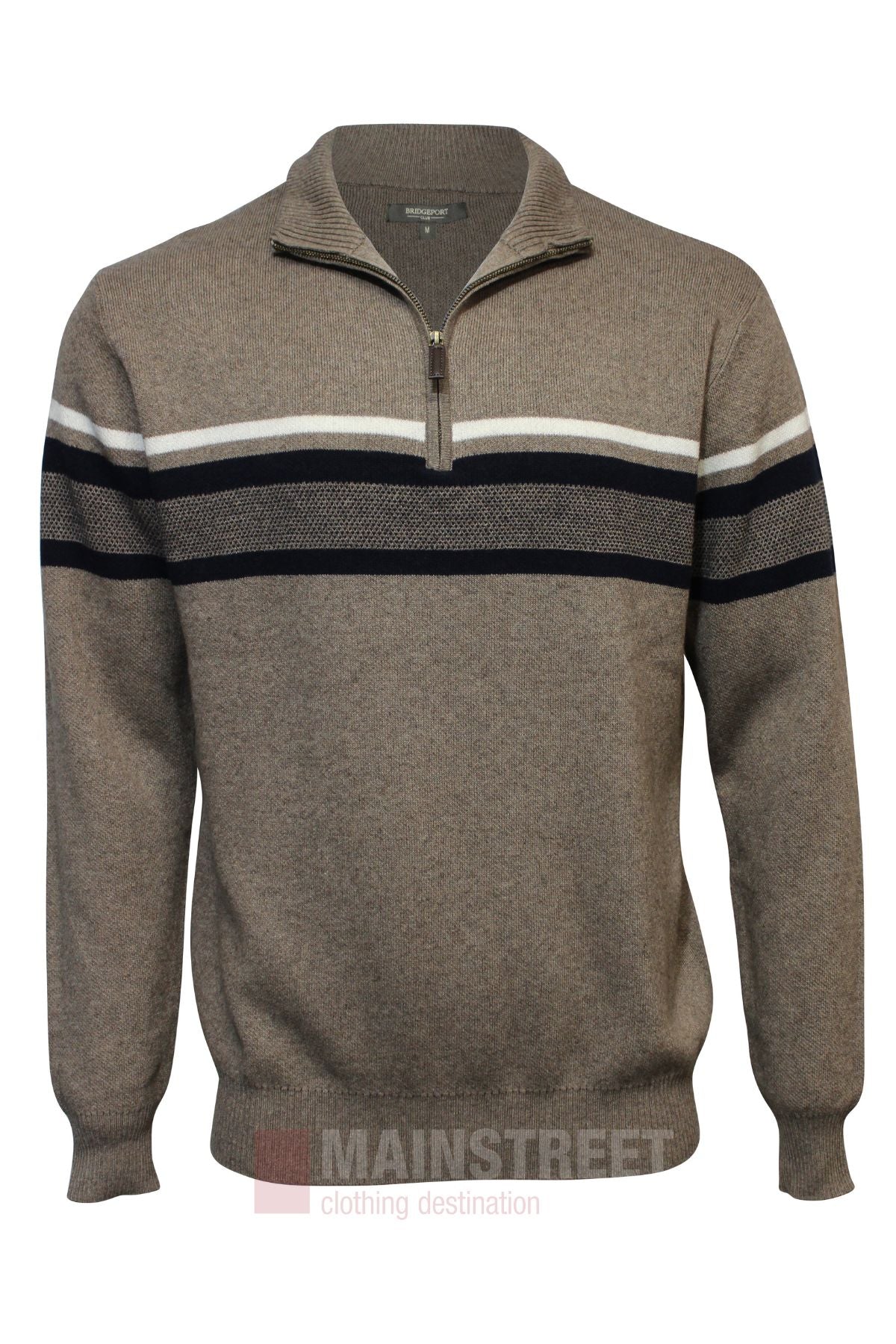 Bridgeport Half Zip Wool Blend Stripe Knit
