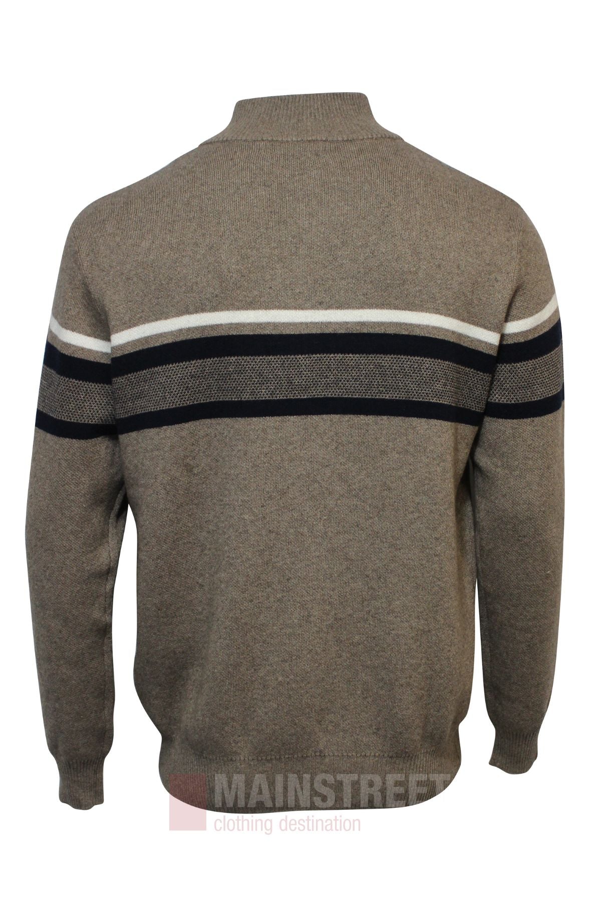 Bridgeport Half Zip Wool Blend Stripe Knit - Image 2