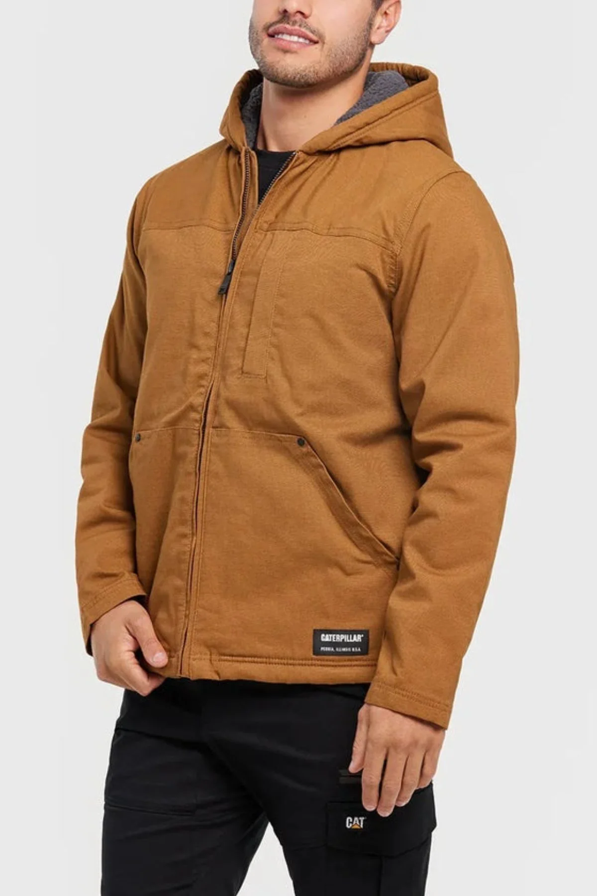 CAT Hooded Sherpa Lined Jacket - Image 3