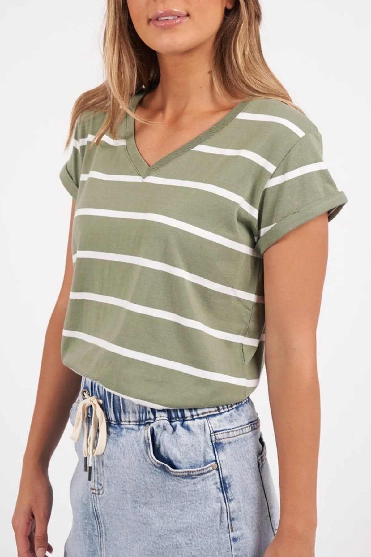 Foxwood Manly Stripe Vee Tee - Image 2