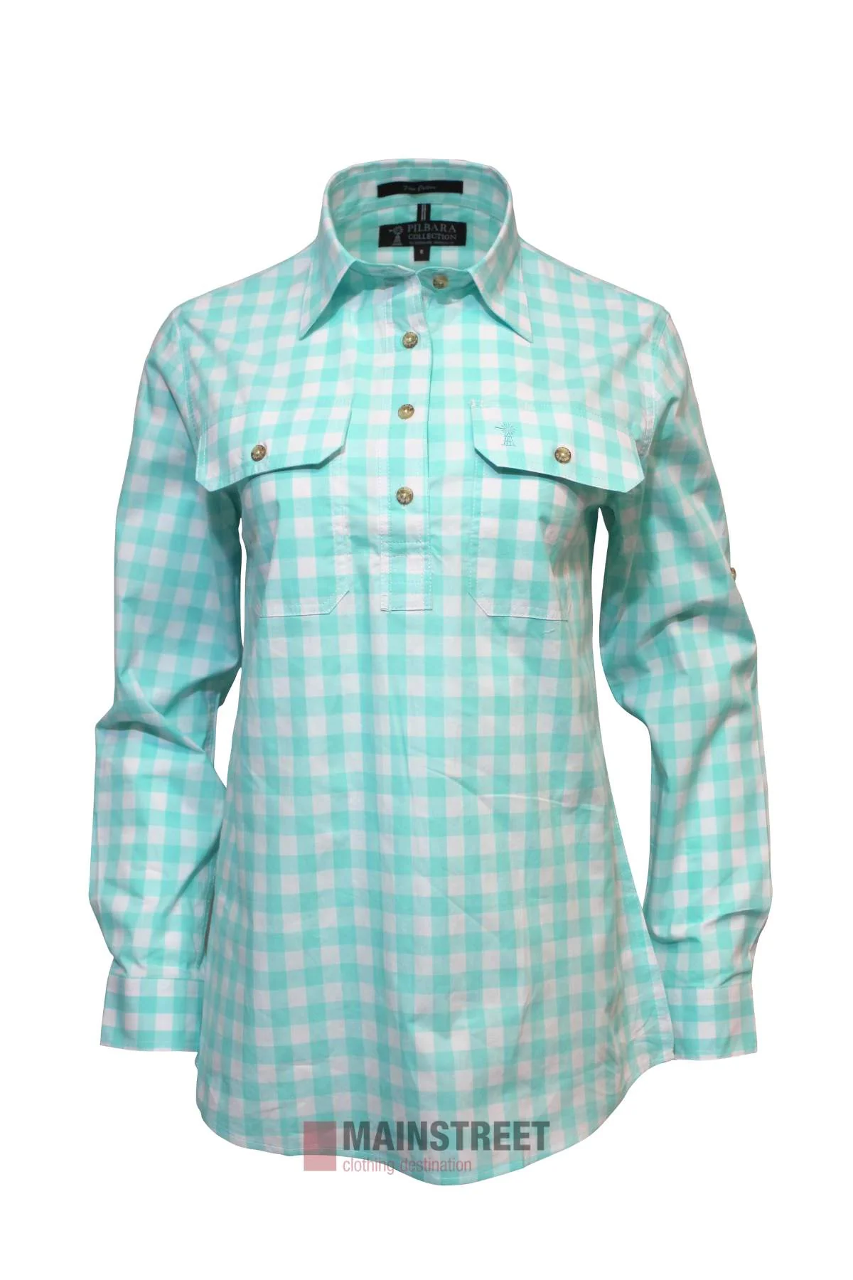 Pilbara Ladies Check Closed Front Long Sleeve Shirt