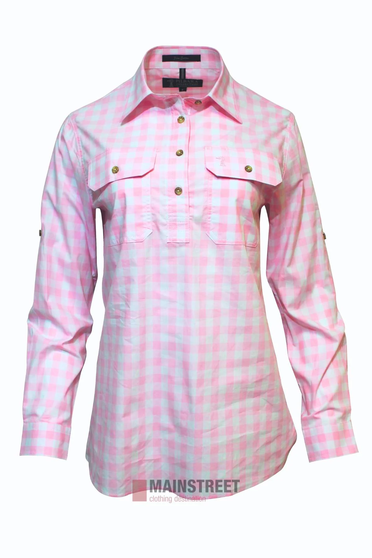 Pilbara Ladies Check Closed Front Long Sleeve Shirt
