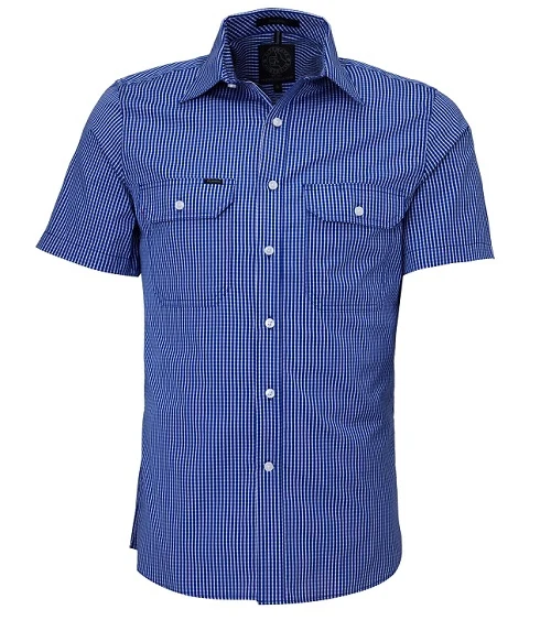 Pilbara Short Sleeve Check Double Pocket Shirt