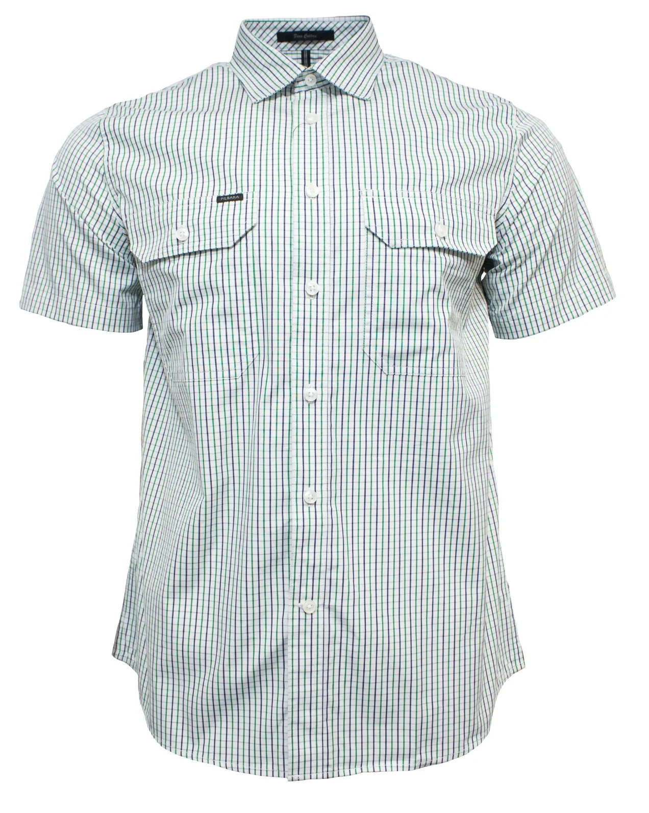Pilbara Short Sleeve Check Double Pocket Shirt