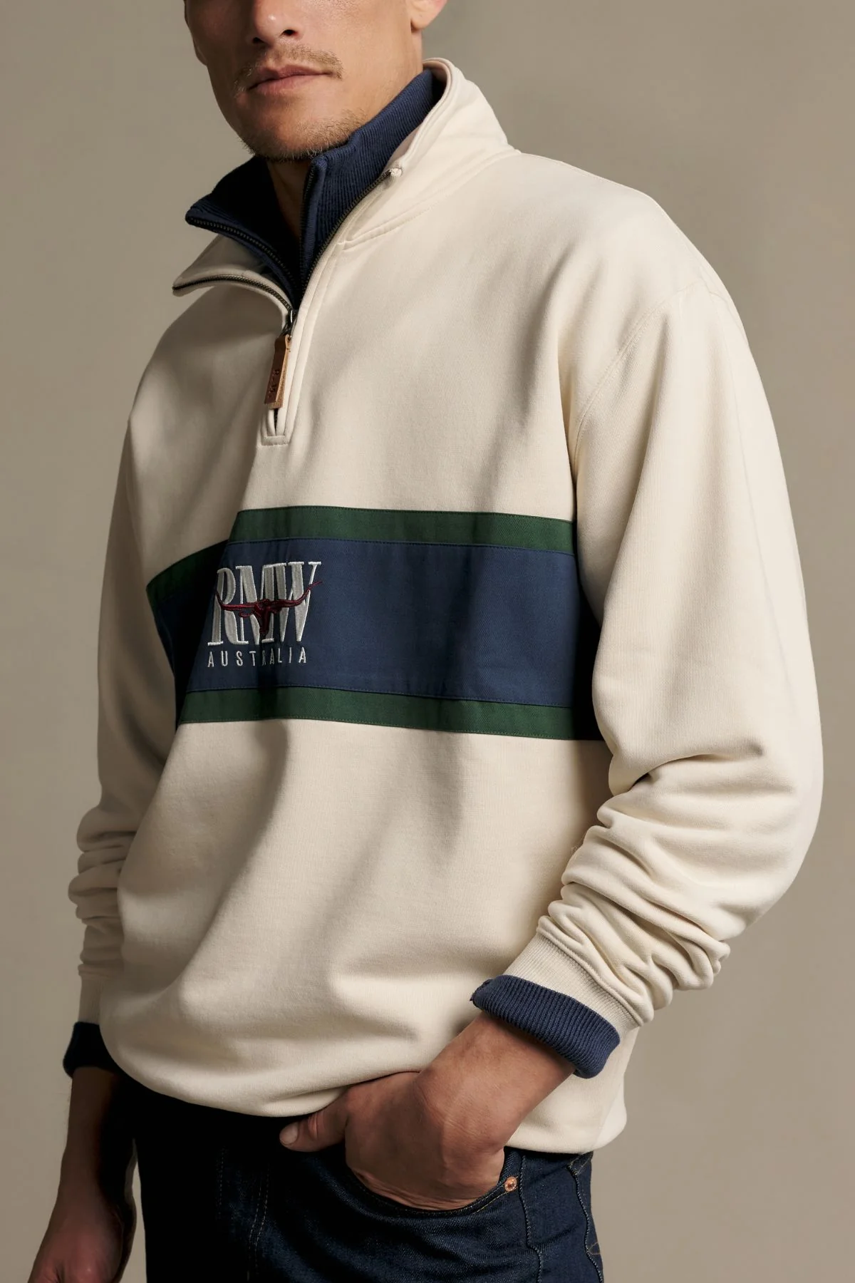RM Williams Classic RMW 1/4 Zip Sweatshirt - Image 4