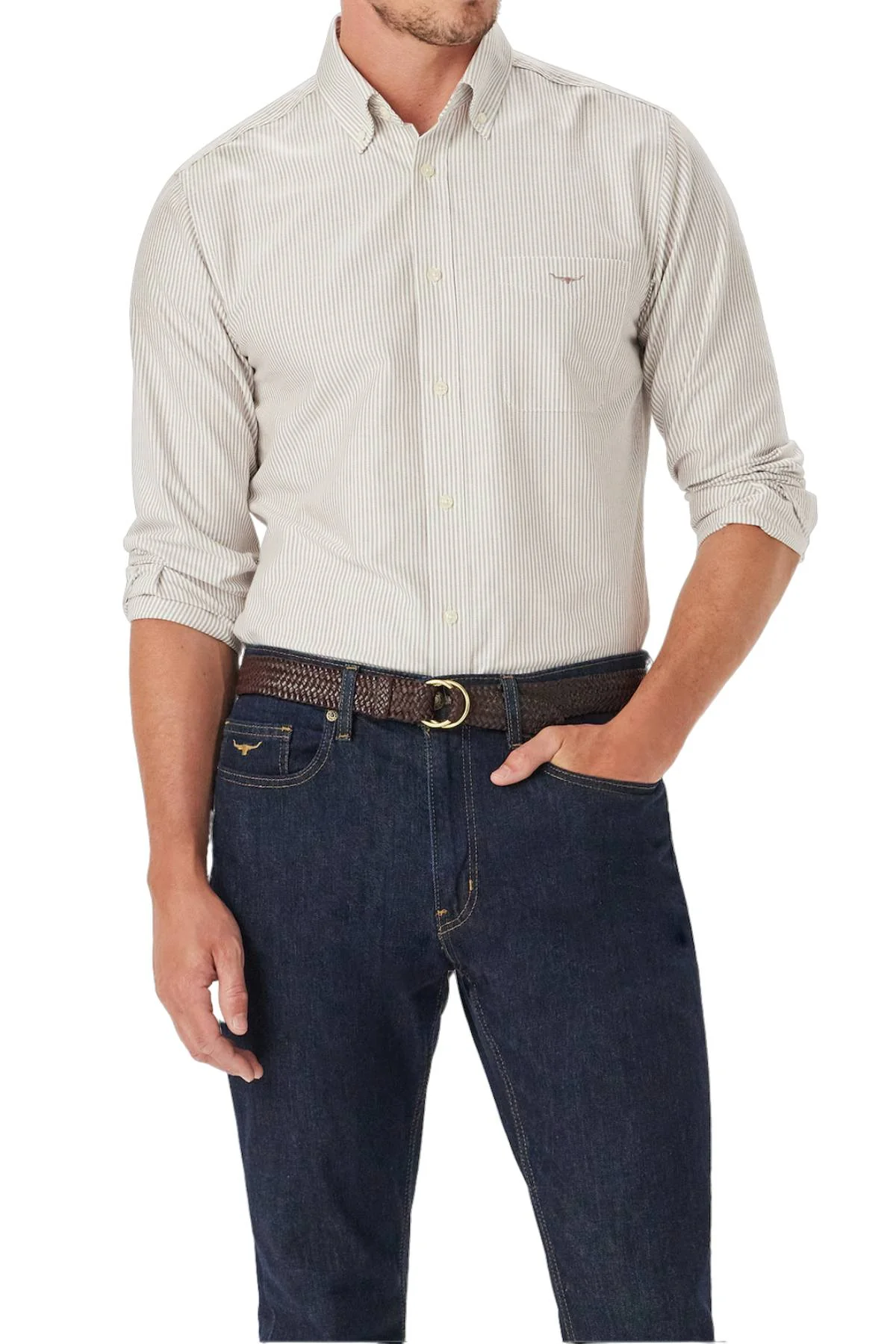 RM Williams Regular Oxford Stripe Shirt - Image 2
