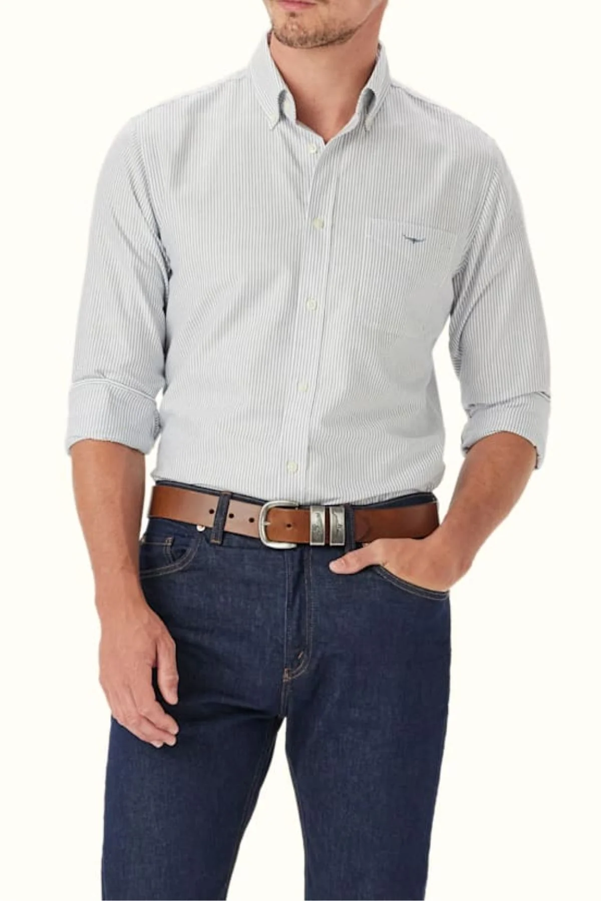 RM Williams Regular Oxford Stripe Shirt - Image 2